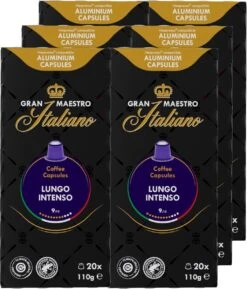 Gran Maestro Italiano - Lungo Intenso - Koffiecups - Nespresso Compatibel Capsules - Krachtige Smaak - 6 X 20 Cups
