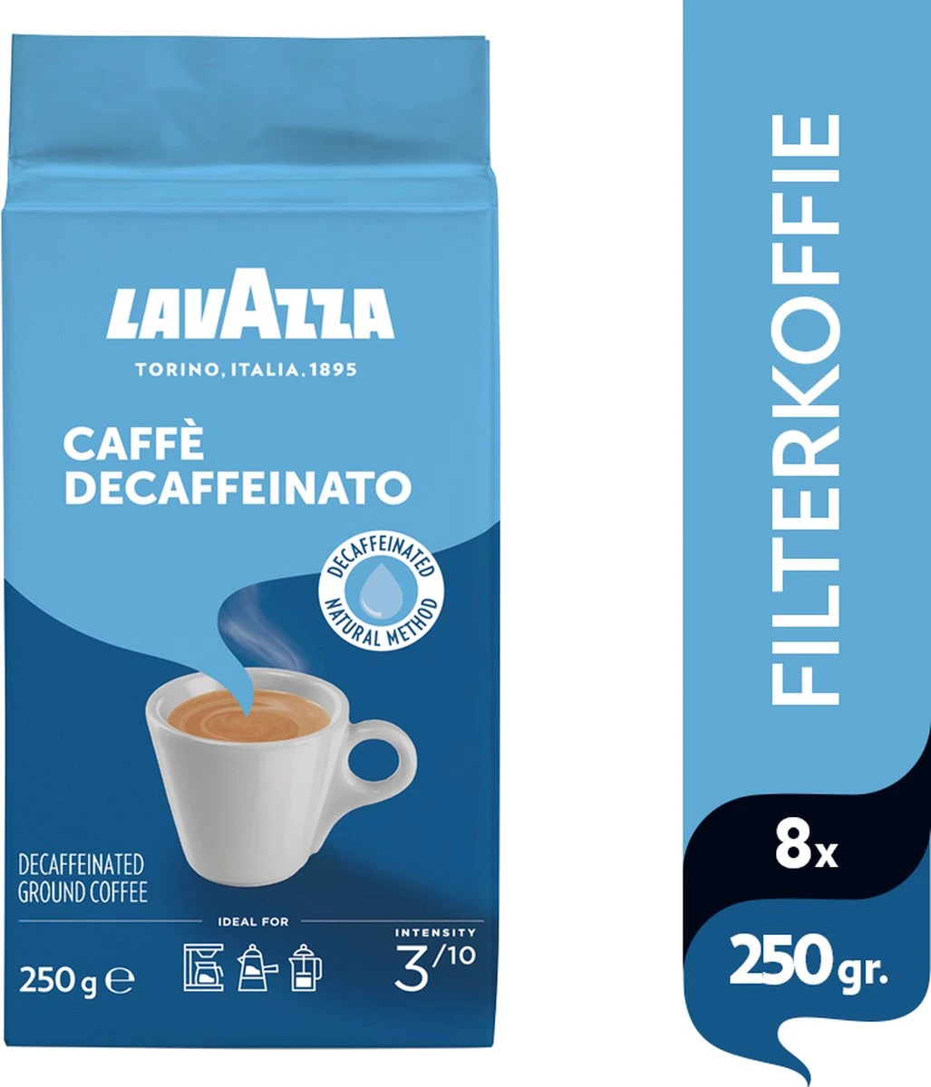 Lavazza Caffe Decaffeinato Filterkoffie - 250 Gram X8 4 Lavazza Caffe Decaffeinato Filterkoffie - 250 Gram X8 - Afbeelding 2