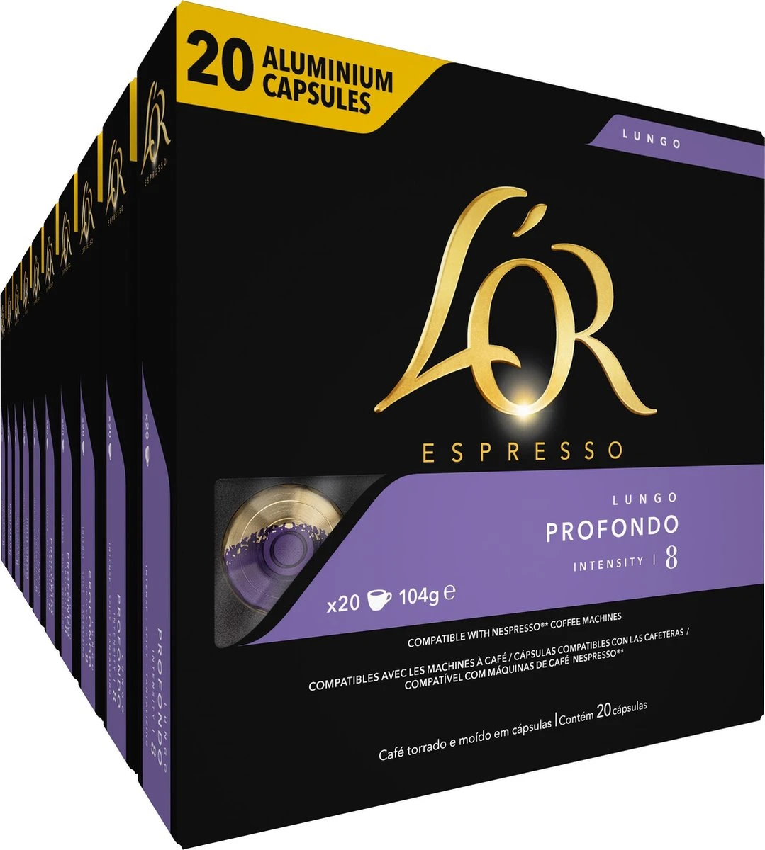 L'OR Lungo Profondo Koffiecups - Intensiteit 8/12 - 10 X 20 Capsules 3 L'OR Lungo Profondo Koffiecups - Intensiteit 8/12 - 10 X 20 Capsules