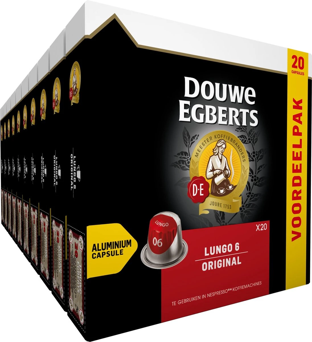Douwe Egberts Lungo Original Koffiecups - Intensiteit 6/12 - 10 X 20 Capsules 3 Douwe Egberts Lungo Original Koffiecups - Intensiteit 6/12 - 10 X 20 Capsules