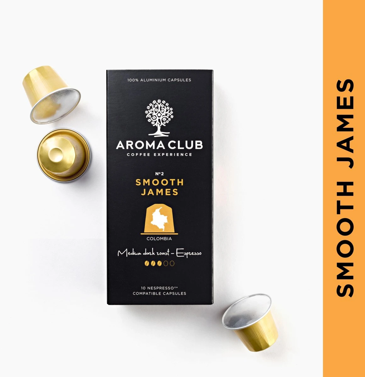 Aroma Club - Nespresso Compatible Capsules (120 St.) - No. 2 Smooth James - Intensiteit 3/5 - Espresso & Lungo - 100% Aluminium Koffiecups 6 Aroma Club - Nespresso Compatible Capsules (120 St.) - No. 2 Smooth James - Intensiteit 3/5 - Espresso & Lungo - 100% Aluminium Koffiecups - Afbeelding 4