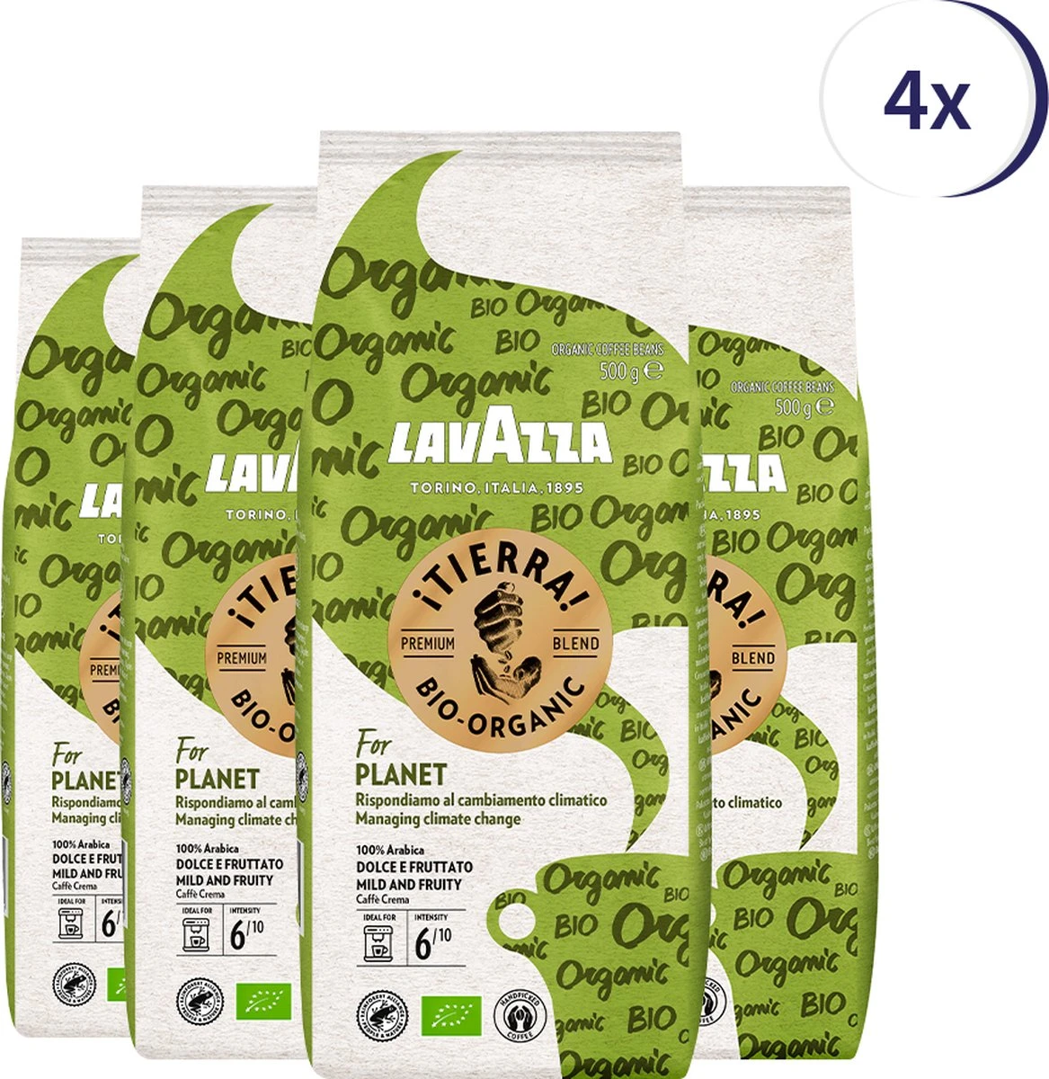Lavazza Tierra For Planet Biologische Koffiebonen - 500 Gram X4 3 Lavazza Tierra For Planet Biologische Koffiebonen - 500 Gram X4