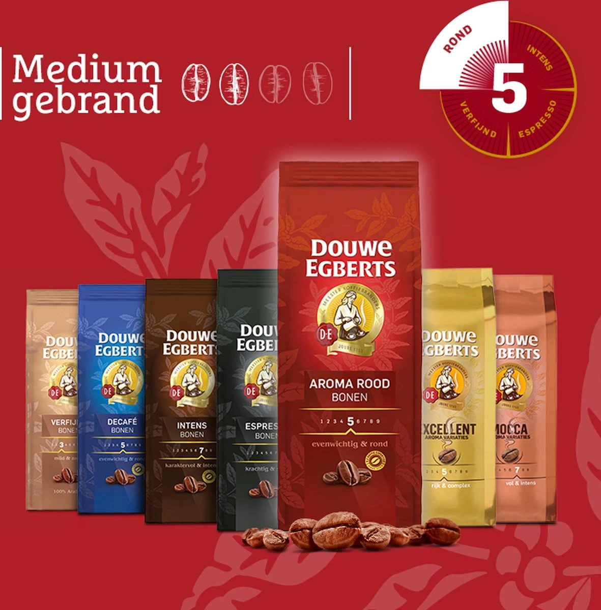 Douwe Egberts Aroma Rood Koffiebonen - 4 X 1000 Gram - Extra Grote Verpakking 9 Douwe Egberts Aroma Rood Koffiebonen - 4 X 1000 Gram - Extra Grote Verpakking - Afbeelding 7