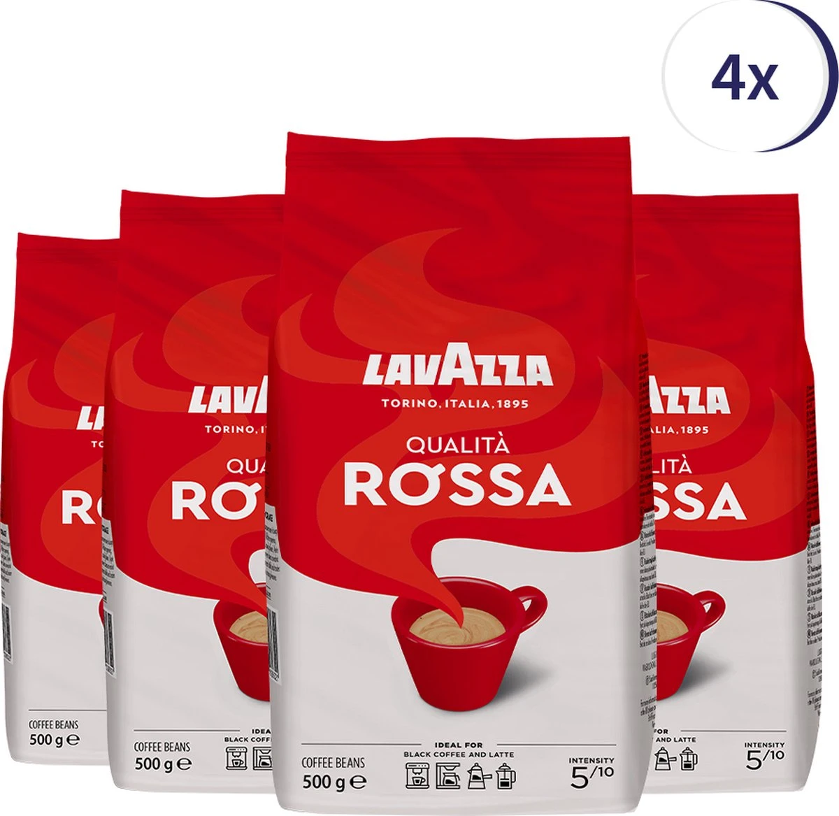 Lavazza Qualita Rossa Koffiebonen - 500 Gram X4 3 Lavazza Qualita Rossa Koffiebonen - 500 Gram X4