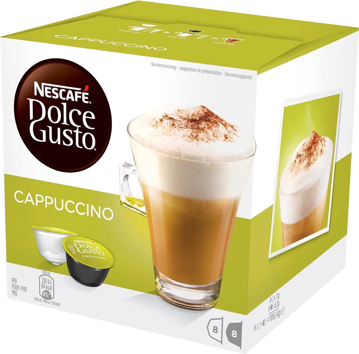 Nescafé Dolce Gusto Koffiecapsules, Cappucino, Pak Van 16 Stuks 3 Nescafé Dolce Gusto Koffiecapsules, Cappucino, Pak Van 16 Stuks