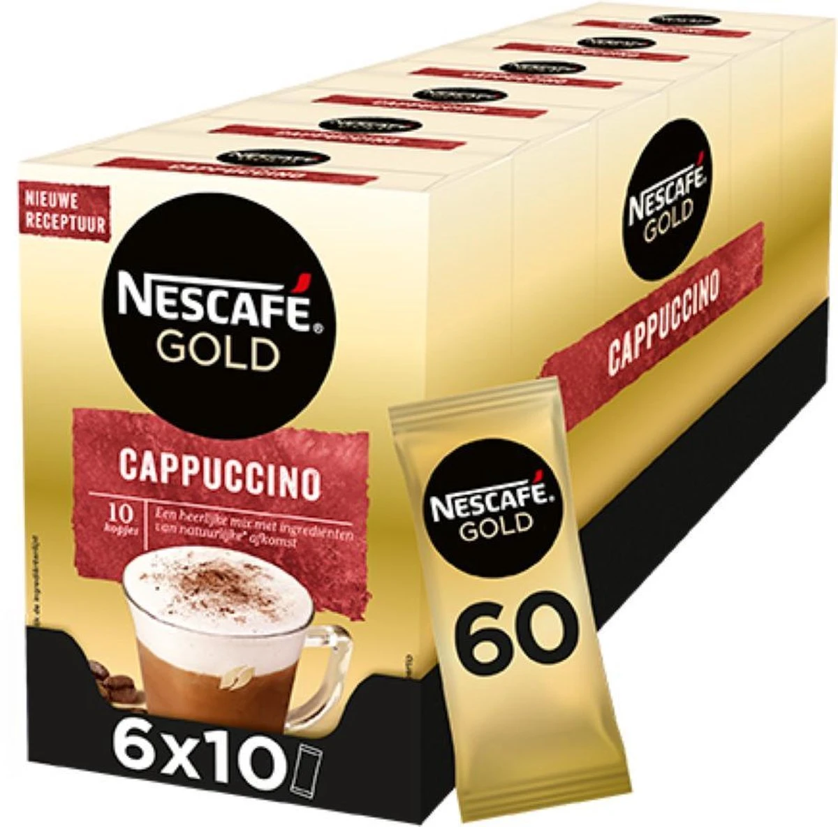 Nescafé Gold Cappuccino Oploskoffie - Ongezoet - 6 Doosjes à 10 Zakjes 3 Nescafé Gold Cappuccino Oploskoffie - Ongezoet - 6 Doosjes à 10 Zakjes