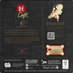 Douwe Egberts D.E Café Espresso Koffiecups - Intensiteit 9/12 - 10 X 20 Capsules -Koffiehuis 1200x1186 1