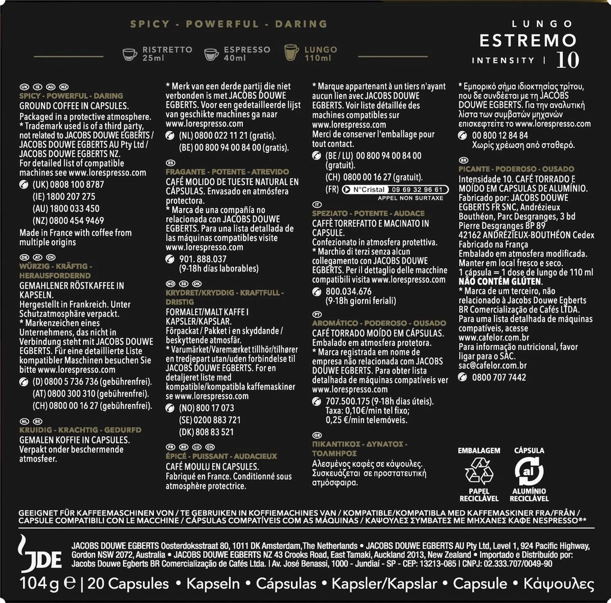 L'OR Lungo Estremo (10) - 10 X 20 Koffiecups 5 L'OR Lungo Estremo (10) - 10 X 20 Koffiecups - Afbeelding 3