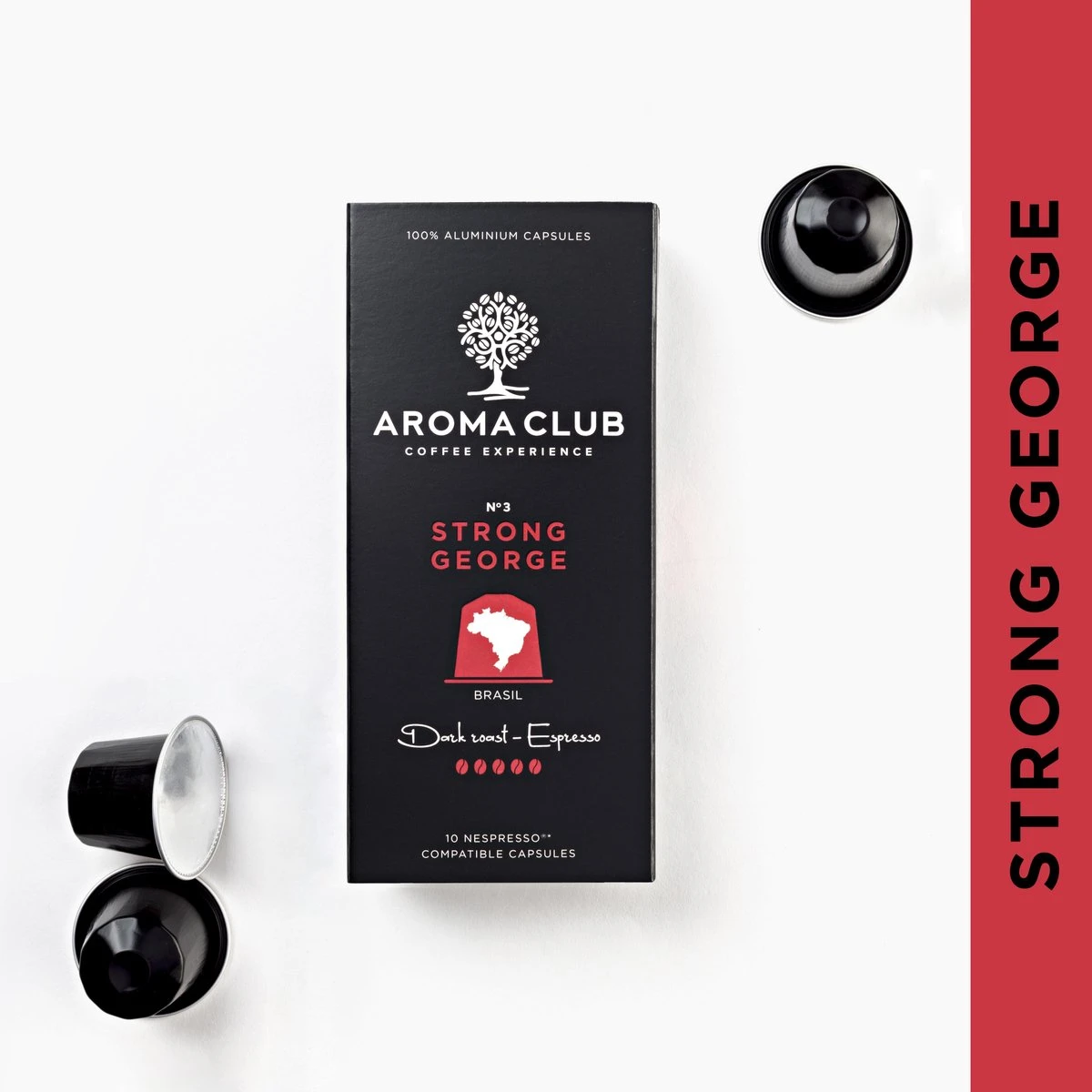 Aroma Club - Nespresso Compatible Capsules (120 St.) - No. 3 Strong George - Intensiteit 5/5 - Espresso - 100% Aluminium Koffiecups 6 Aroma Club - Nespresso Compatible Capsules (120 St.) - No. 3 Strong George - Intensiteit 5/5 - Espresso - 100% Aluminium Koffiecups - Afbeelding 4