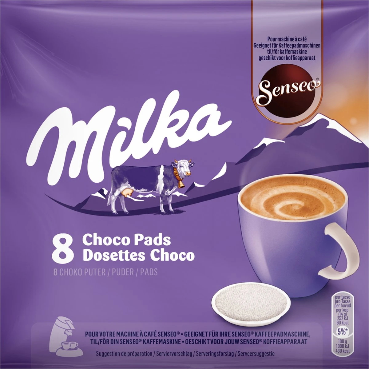 Senseo Milka Pads - 4 X 8 Pads - Warme Chocolademelk 8 Senseo Milka Pads - 4 X 8 Pads - Warme Chocolademelk - Afbeelding 6