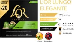 L'OR Lungo Elegante Koffiecups - Intensiteit 6/12 - 10 X 20 Capsules 18 L'OR Lungo Elegante Koffiecups - Intensiteit 6/12 - 10 X 20 Capsules -Koffiehuis 1200x677
