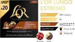 L'OR Lungo Estremo (10) - 10 X 20 Koffiecups 17 L'OR Lungo Estremo (10) - 10 X 20 Koffiecups -Koffiehuis 1200x678 1