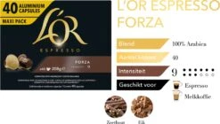 L'OR Espresso Forza Koffiecups - Intensiteit 9/12 - 4 X 40 Capsules 10 L'OR Espresso Forza Koffiecups - Intensiteit 9/12 - 4 X 40 Capsules -Koffiehuis 1200x678