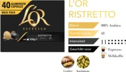 L'OR Espresso Ristretto Koffiecups - Intensiteit 11/12 - 4 X 40 Capsules 18 L'OR Espresso Ristretto Koffiecups - Intensiteit 11/12 - 4 X 40 Capsules -Koffiehuis 1200x691 1