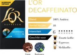 L'OR Espresso Decaffeinato Koffiecups - Intensiteit 6/12 - 10 X 10 Capsules 19 L'OR Espresso Decaffeinato Koffiecups - Intensiteit 6/12 - 10 X 10 Capsules -Koffiehuis 1200x868