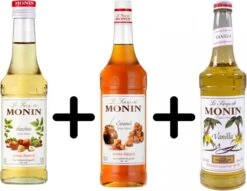 Monin Koffiesiroop VOORDEELPACK Vanille 25cl + Hazelnut 25cl + Caramel 25cl Set 3 Flessen