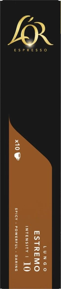 L'OR Lungo Estremo Koffiecups - Intensiteit 10/12 - 10 X 10 Capsules -Koffiehuis 255x1200 3
