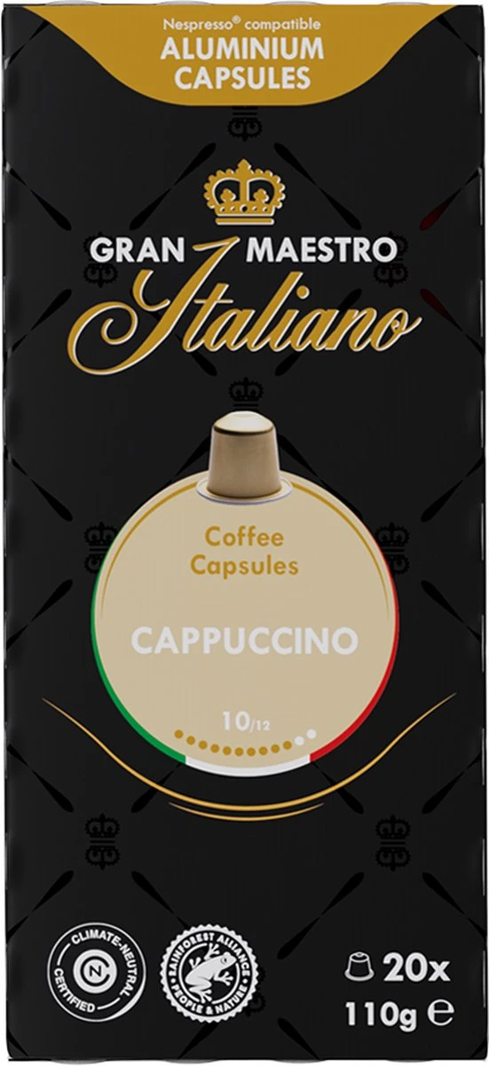 Gran Maestro Italiano - Cappuccino - Koffiecups - Nespresso Compatibel Capsules - Intense Smaak - 6 X 20 Cups 6 Gran Maestro Italiano - Cappuccino - Koffiecups - Nespresso Compatibel Capsules - Intense Smaak - 6 X 20 Cups - Afbeelding 4