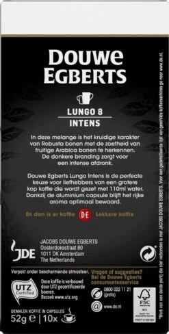 Douwe Egberts Lungo Intens Koffiecups - Intensiteit 8/12 - 10 X 10 Capsules 14 Douwe Egberts Lungo Intens Koffiecups - Intensiteit 8/12 - 10 X 10 Capsules -Koffiehuis 607x1200