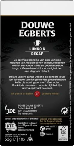 Douwe Egberts Lungo Decaf Koffiecups - Intensiteit 6/12 - 10 X 10 Capsules 14 Douwe Egberts Lungo Decaf Koffiecups - Intensiteit 6/12 - 10 X 10 Capsules -Koffiehuis 607x1200 3