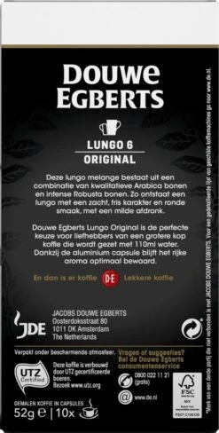 Douwe Egberts Lungo Original Koffiecups - Intensiteit 6/12 - 10 X 10 Capsules 13 Douwe Egberts Lungo Original Koffiecups - Intensiteit 6/12 - 10 X 10 Capsules -Koffiehuis 607x1200 8