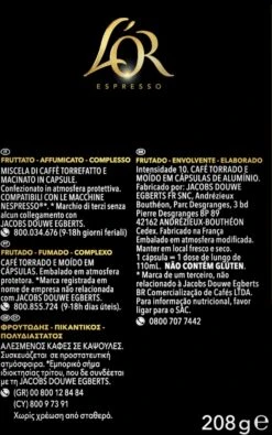 L'OR Lungo Estremo Koffiecups - Intensiteit 10/12 - 4 X 40 Capsules -Koffiehuis 750x1200