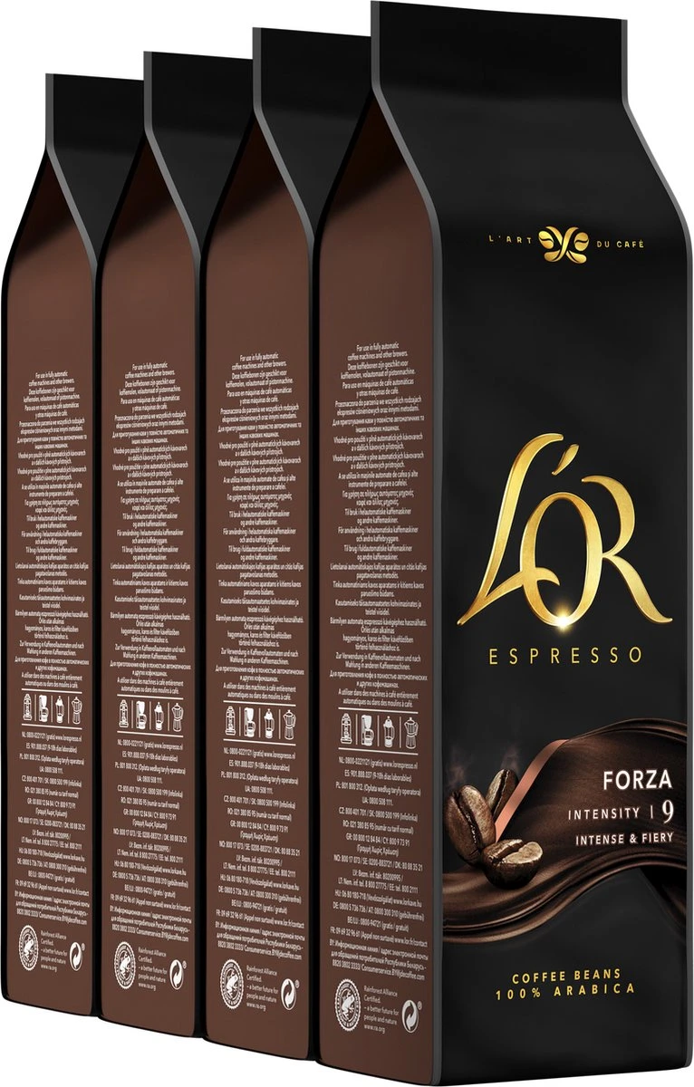 L'OR Espresso Forza Koffiebonen (9) - 4 X 500 Gram 3 L'OR Espresso Forza Koffiebonen (9) - 4 X 500 Gram