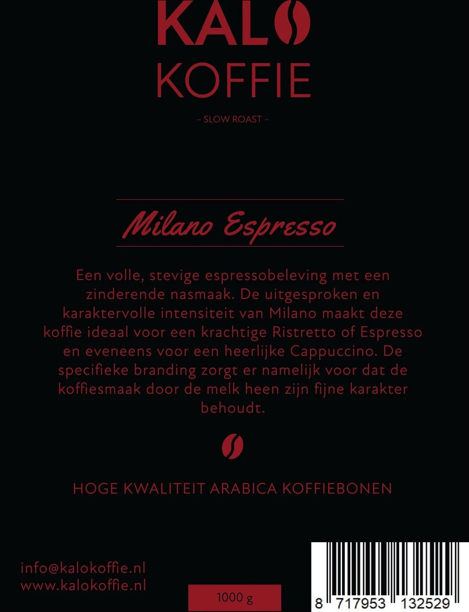 Kalo Koffie - 100% Arabica Koffiebonen - Milano Espresso - 1kg - Exclusieve Koffie 7 Kalo Koffie - 100% Arabica Koffiebonen - Milano Espresso - 1kg - Exclusieve Koffie - Afbeelding 5