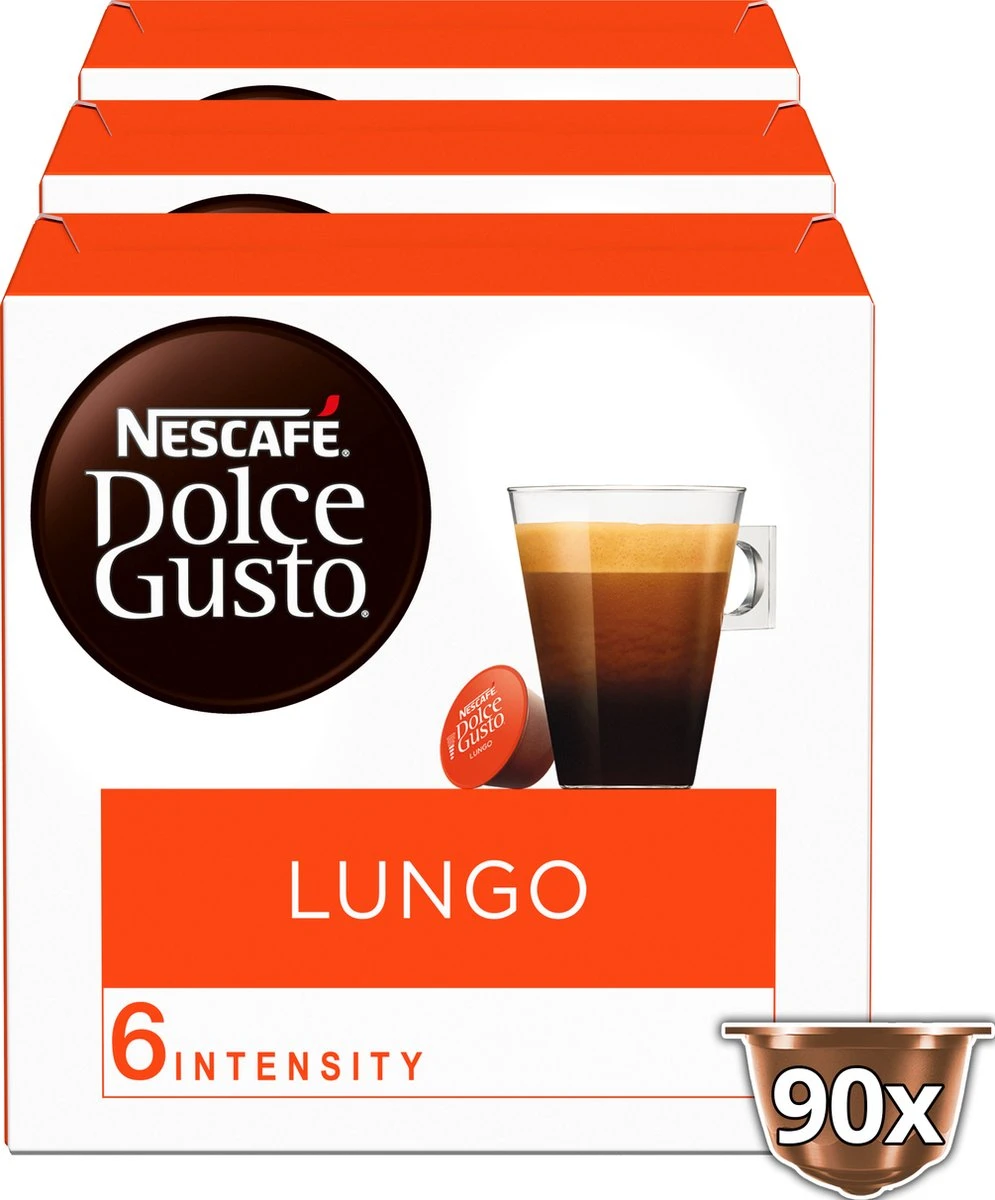 Nescafé Dolce Gusto Lungo Capsules - 90 Koffiecups 4 Nescafé Dolce Gusto Lungo Capsules - 90 Koffiecups - Afbeelding 2