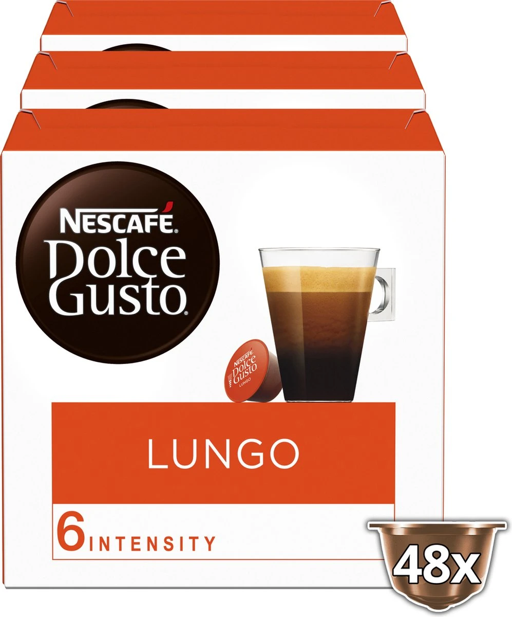 NESCAFÉ Dolce Gusto Lungo Koffie - 3 X 16 Cups 4 NESCAFÉ Dolce Gusto Lungo Koffie - 3 X 16 Cups - Afbeelding 2
